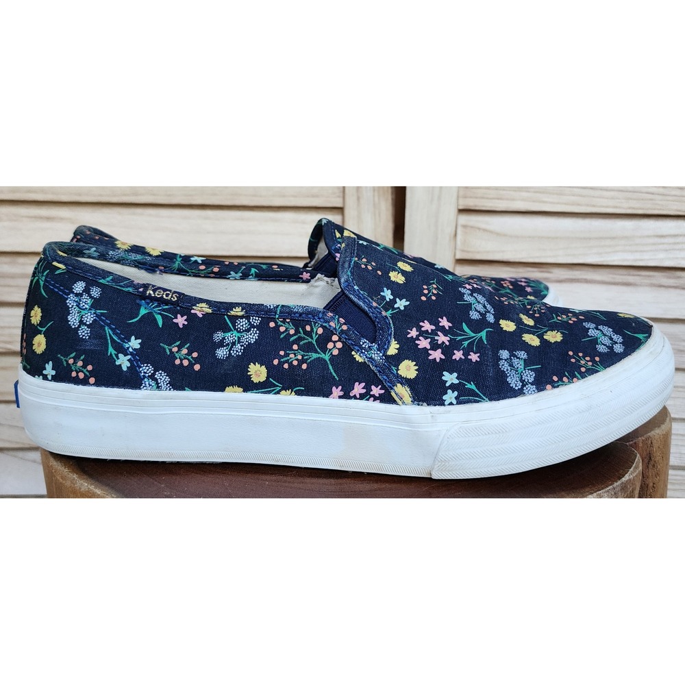 Keds x Rifle Paper Co 11W Navy Floral Double Decker Petit Fleur Slip On Sneakers